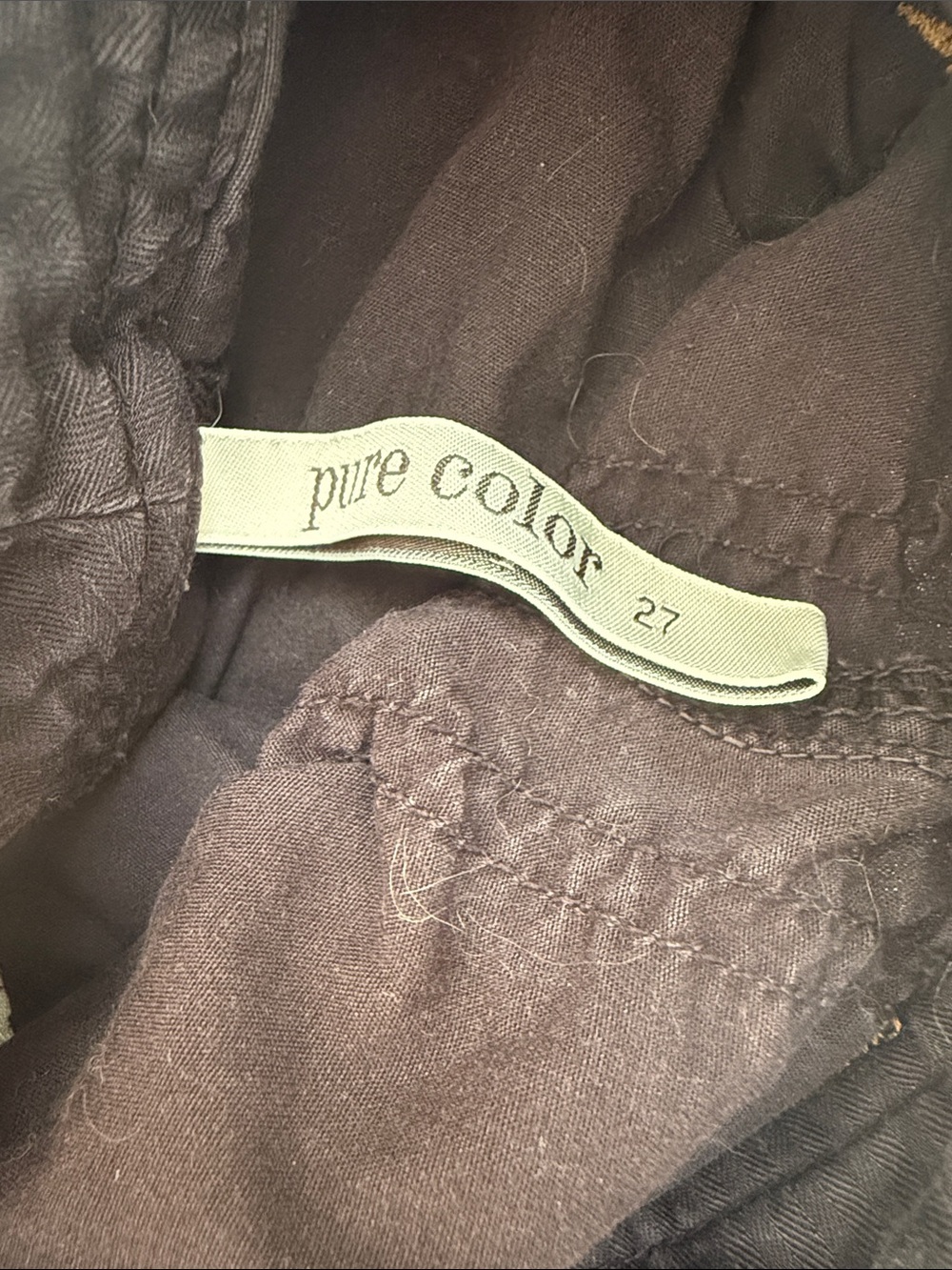 Pure Color Women’s dark brown utility midi skirt with unique details. Size 27. - Picture 5 of 5